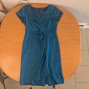 nanette lepore 8 cocktail dress teal v neck knee length